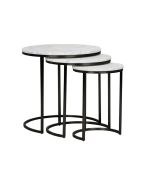 Elle Round Marble Nest of 3 Side Tables