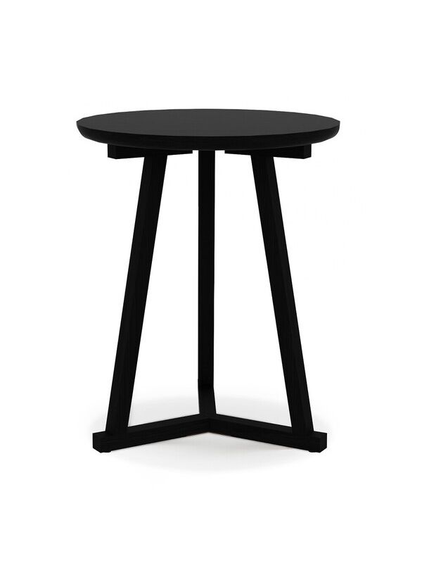Oak Tripod Black Side Table - Small
